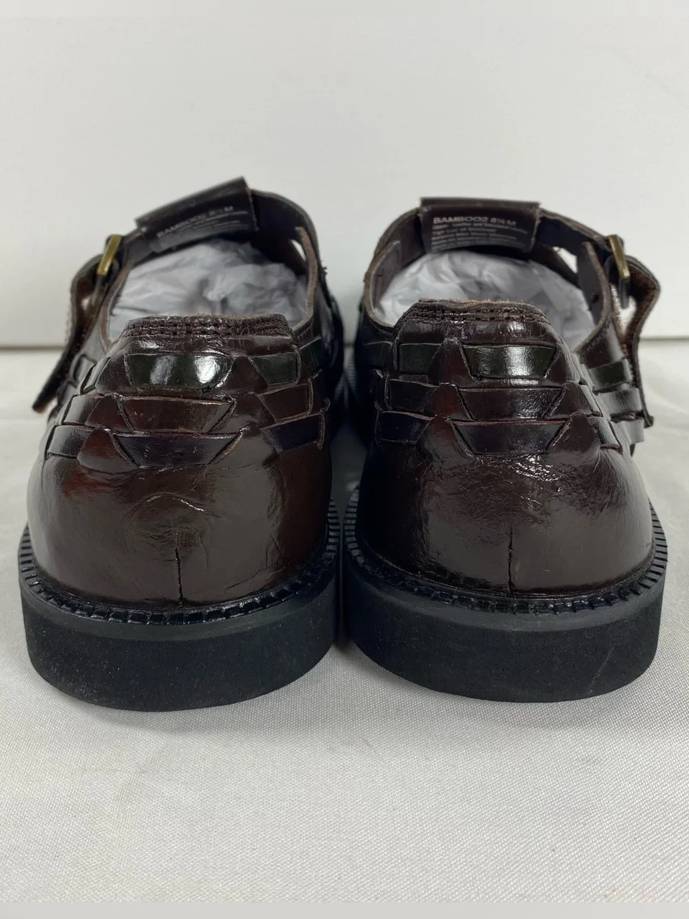 Deer Stags Bamboo 2 Mens Brwn/Black Woven Leather Adjustable Strap Loafers